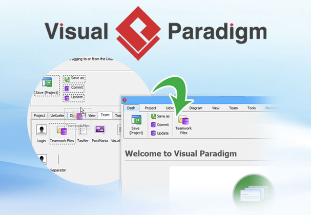 Visual Paradigm 13.1 met gepersonaliseerd menu